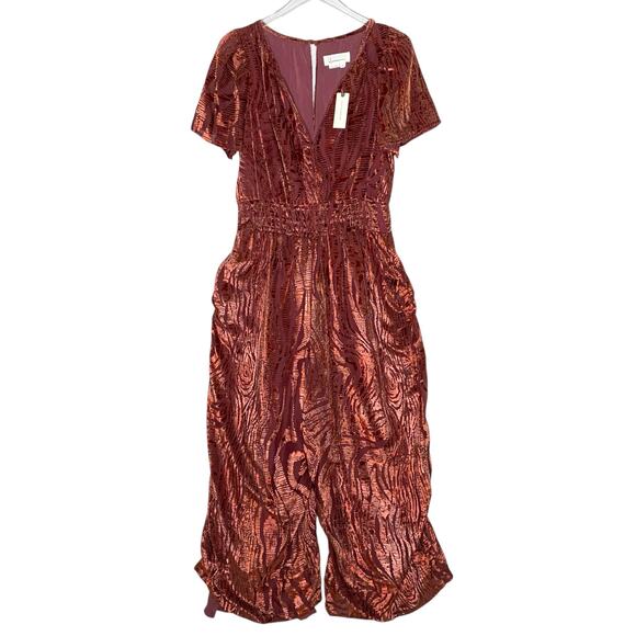 Anthropologie M NEW The Somerset Jumpsuit Velvet Burnout Edition Flowy - Picture 2 of 10